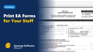 EA form (CP8A) printed from Synergy payroll software, sample employee