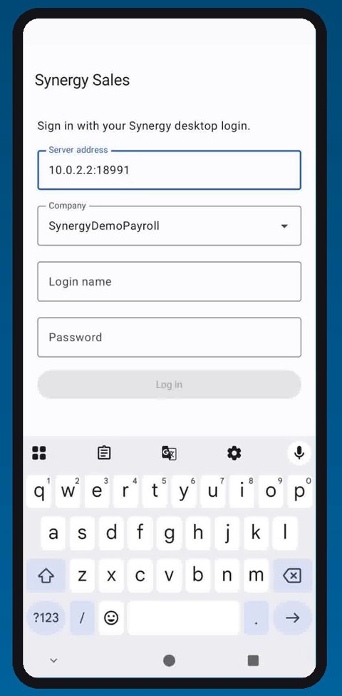 Synergy Sales Android app: step 1 sign in