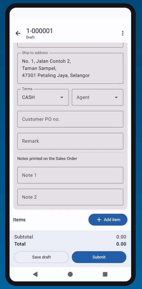 Synergy Sales Android app: step 3 order details